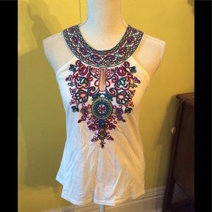 NWT Cute INC White Embroidered Top size PS